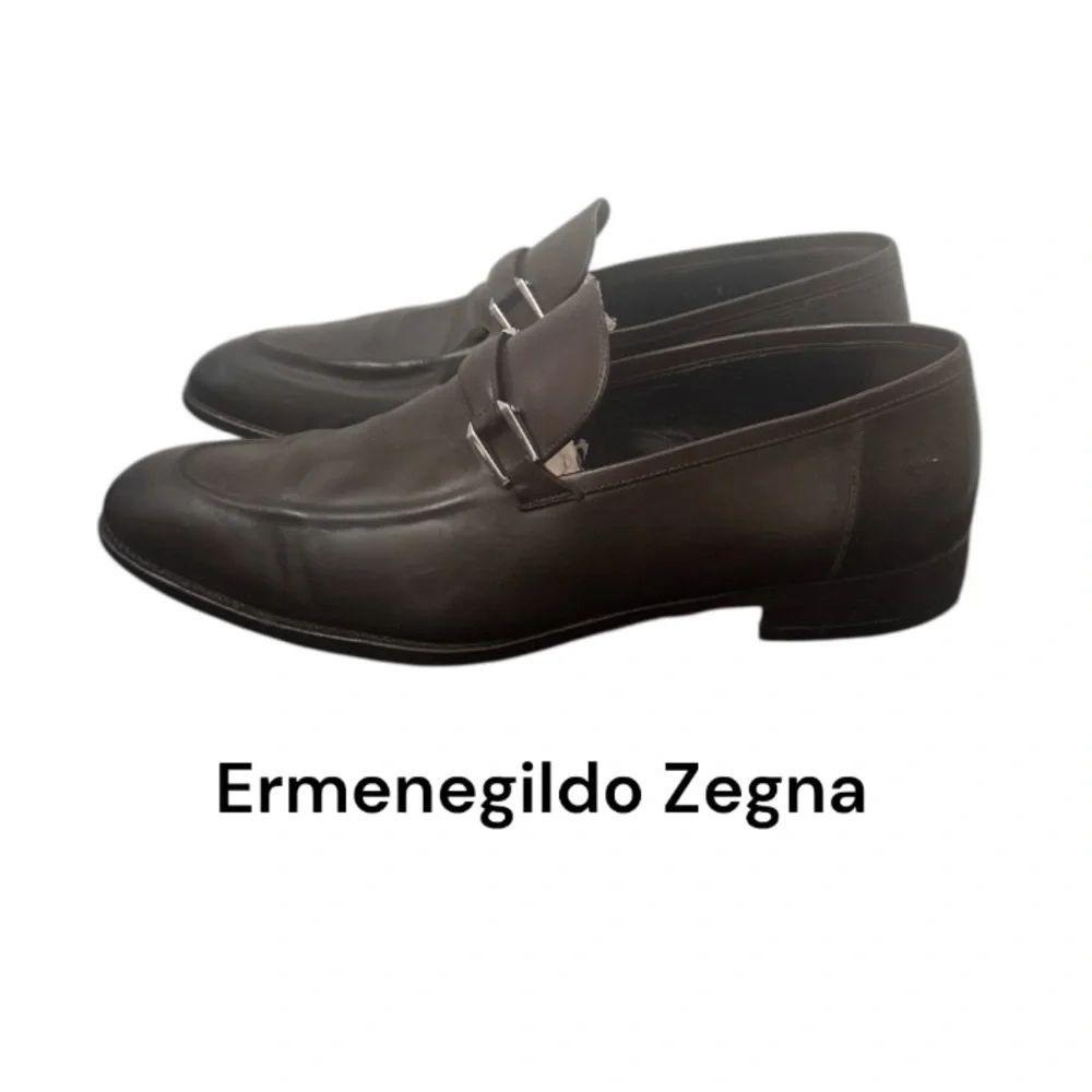 Authentic Ermenegildo Zegna luxury designer men’s signature leather loafers 12